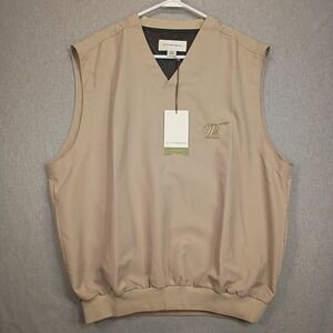 Cutter & Buck Tan Golf Vest Mens Medium Worthington Anniversary Logo Windbreaker